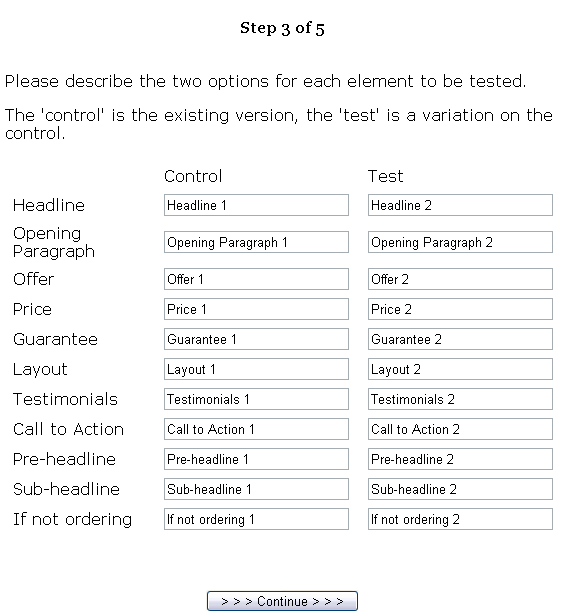 enter the different fields to compare the ads based on headline, opening lines, price and more 