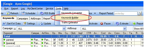 Build Keywords in the BidMax Program 