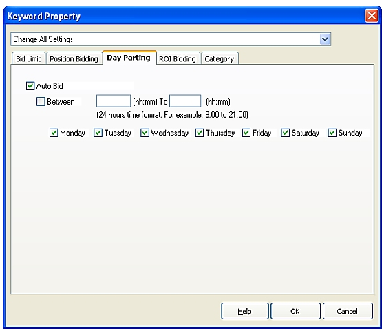 Autobid Keywords based on time of the day and day of the week 
