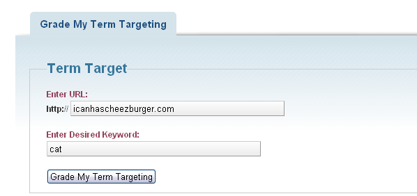 Based on frequency of keyword use in the URL, meta, and content, SEOMoz assigns a grade to your keyword usage. 